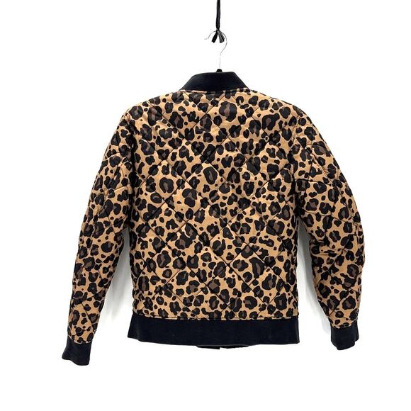 Gap reversible bomber jacket leopard print black size S casual quilted versatile - Picture 2 of 10